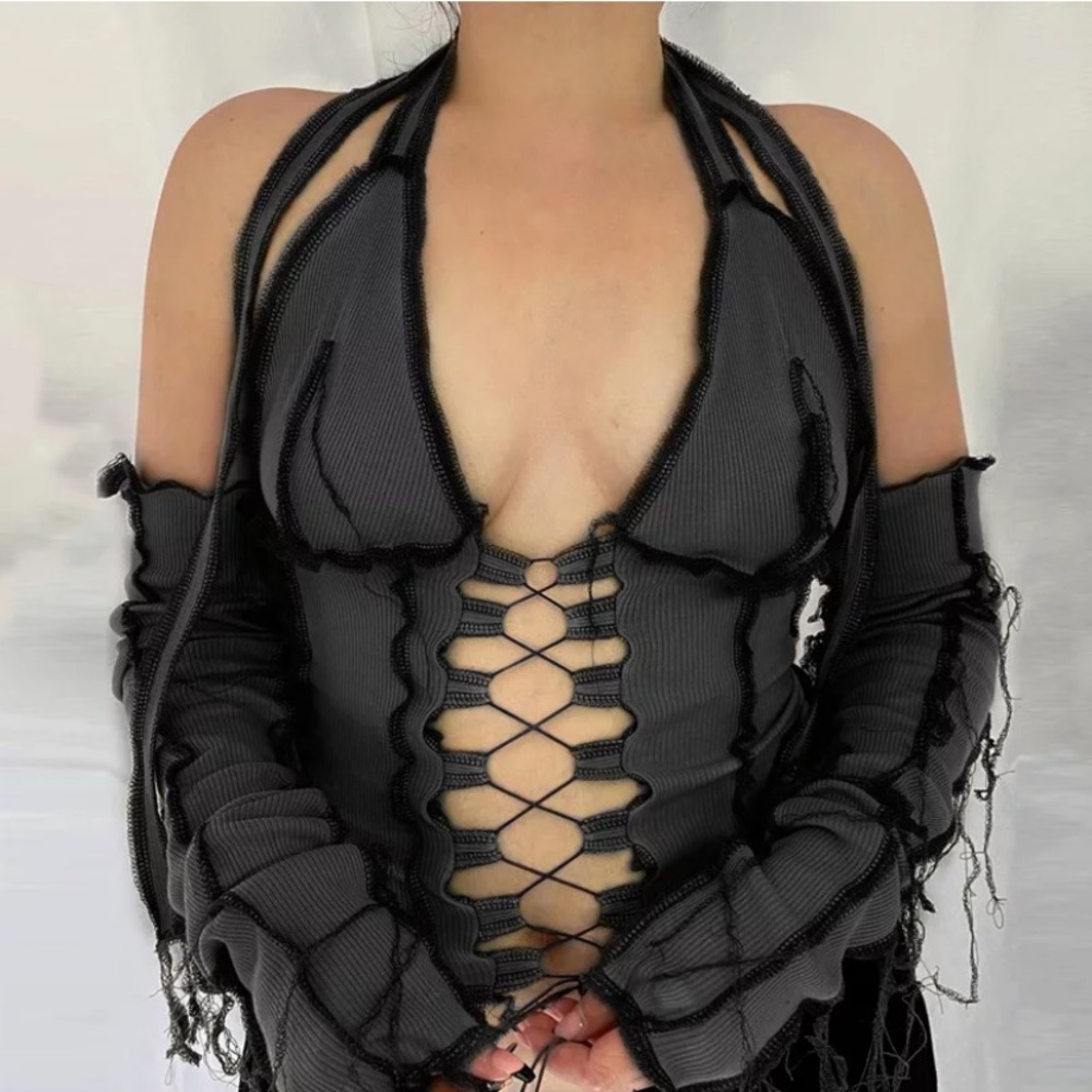 Long Sleeve Halter Top
